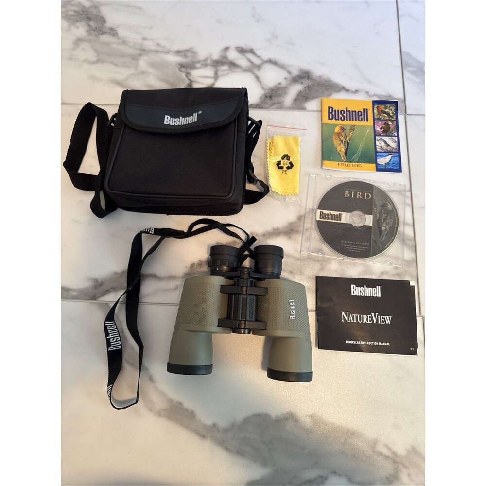 Full Kit: Bushnell NatureView 8x40 Binoculars w/ Case, Field Log & Birding CD